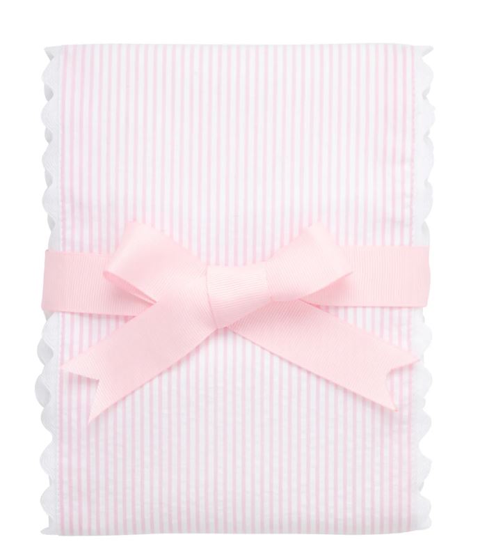 Pink Seersucker Stripe Fancy Burp