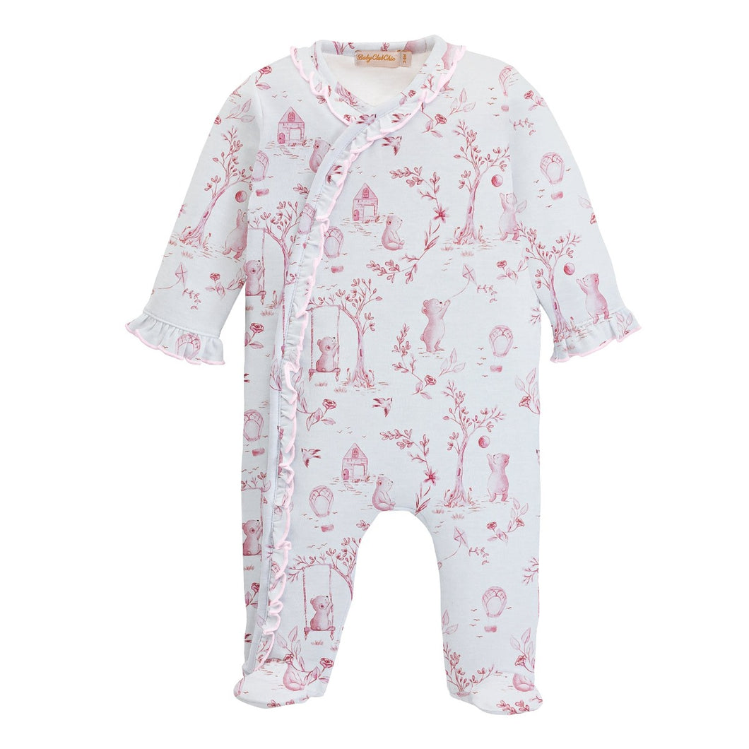 Toile de Jouy Pink Footie