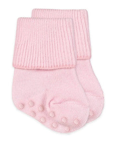 Pink Seamless Organic Cotton Turn Cuff Socks
