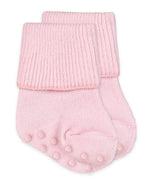 Pink Seamless Organic Cotton Turn Cuff Socks