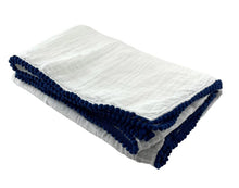 Load image into Gallery viewer, Cotton Muslim Swaddle Blanket w/ Pom-Pom Trim - Assorted styles
