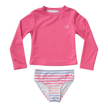 Load image into Gallery viewer, Girl&#39;s Pink Swim &amp; Rashguard Set in Pink
