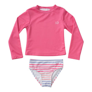 Girl's Pink Swim & Rashguard Set in Pink