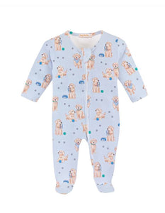 Puppy Adventures Zipper Blue Footie