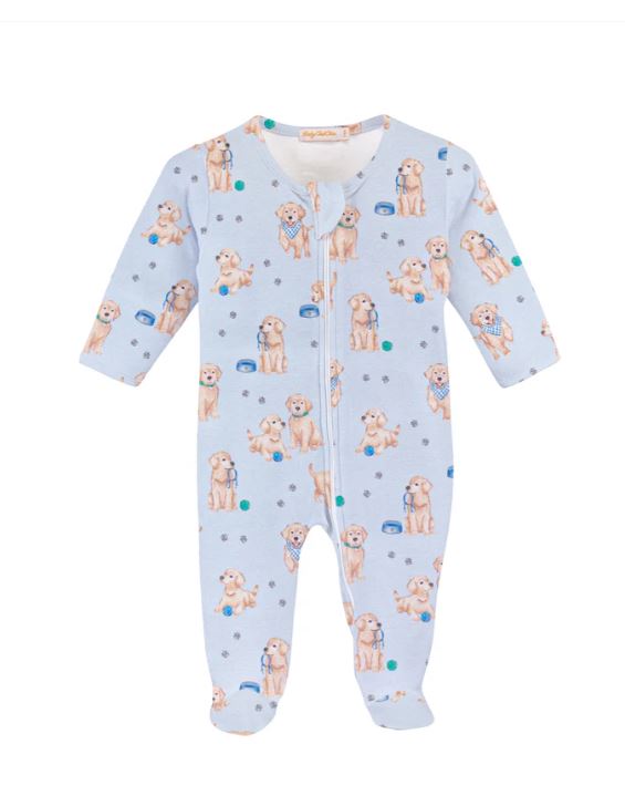 Puppy Adventures Zipper Blue Footie