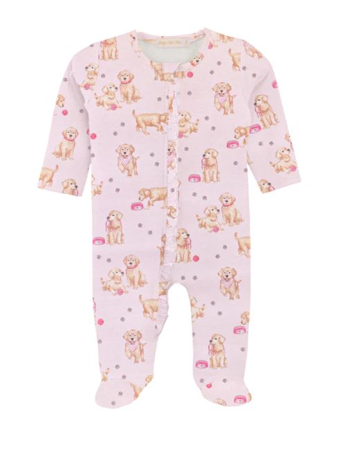 Puppy Adventures Zipper Pink Footie w/Ruffle