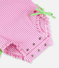 Load image into Gallery viewer, Baby Girls Neon Pink Seersucker L/S One Piece Rash Guard
