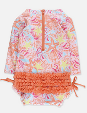 Load image into Gallery viewer, Sunset Seashells L/S One Piece Rash Guard
