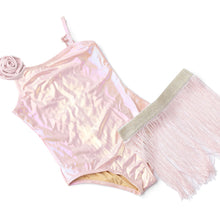 Load image into Gallery viewer, Metallic Pink Suit &amp; Fringe Skirt
