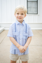 Load image into Gallery viewer, Fiesta Guayabera Blue Shirt
