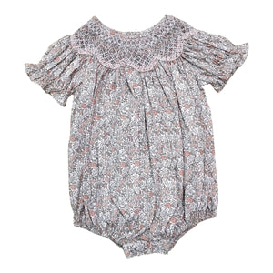 Sabrina Peachy Pink Floral Smocked Bubble