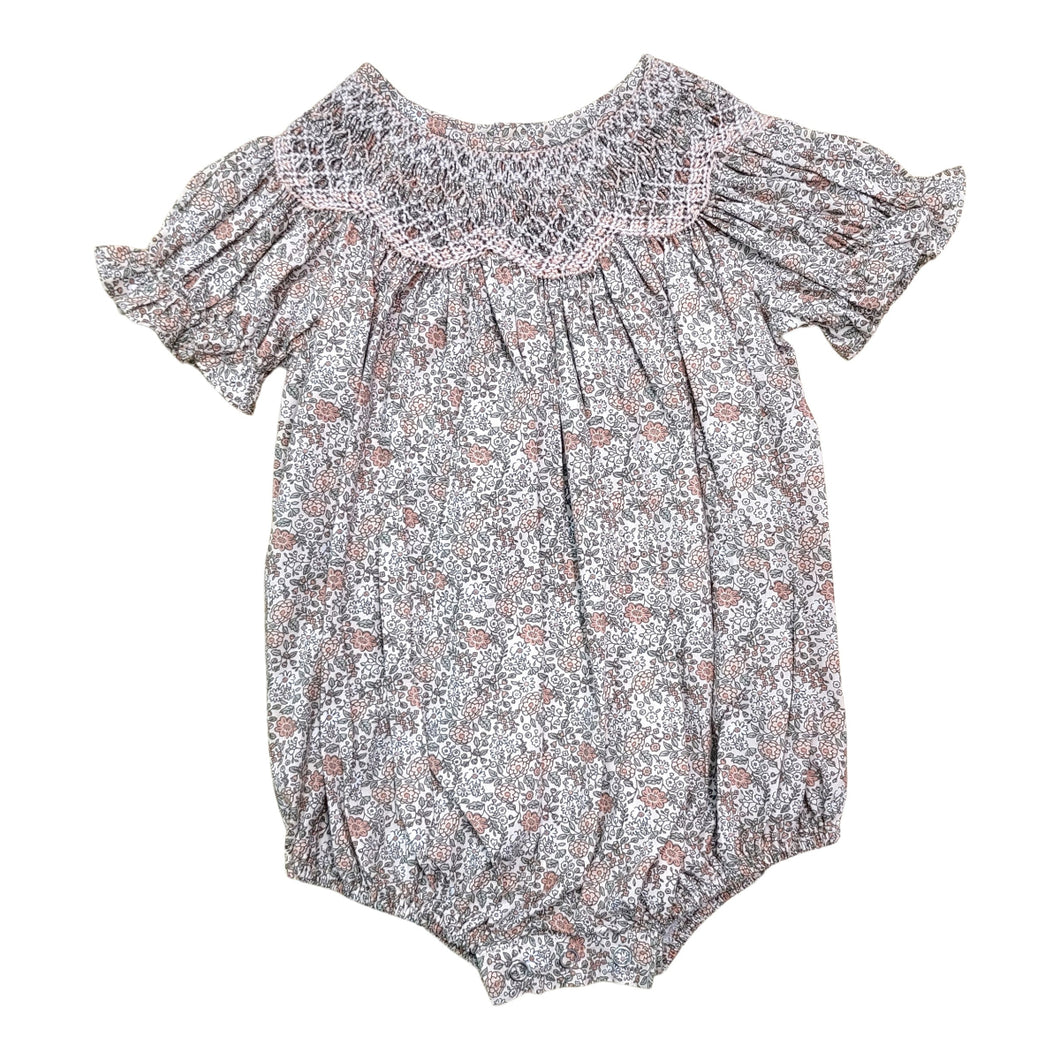 Sabrina Peachy Pink Floral Smocked Bubble