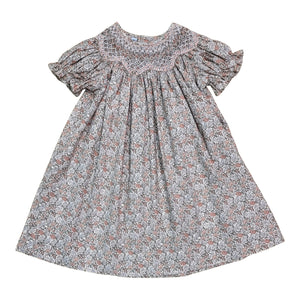 Sabrina Peachy-Pink Floral Smocked Dress