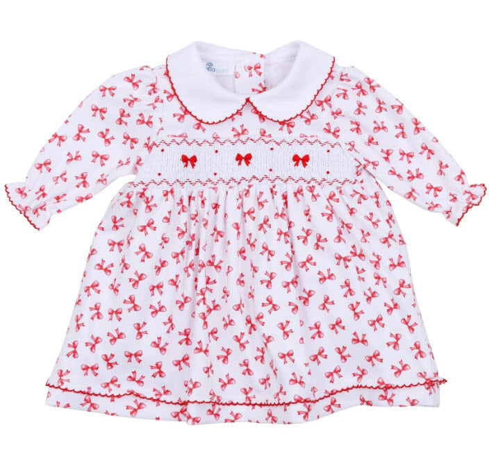Scarlett Bows Smocked Collar L/S Dress Set
