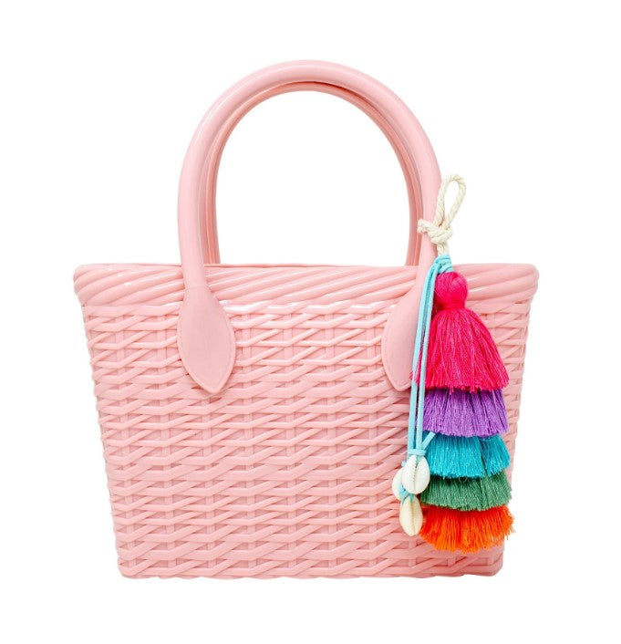 Jelly Weave Tote Bag-Pink