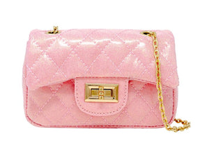 Classic Quilted Sparkle Mini Purse: Pink Lemonade