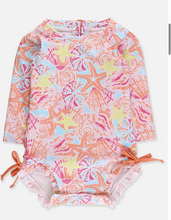 Load image into Gallery viewer, Sunset Seashells L/S One Piece Rash Guard
