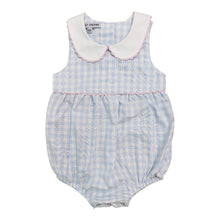 Load image into Gallery viewer, Blue &amp; White Gingham Bubble w/ Pink Trim
