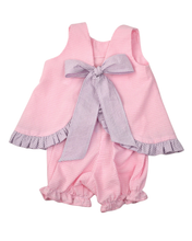Load image into Gallery viewer, Pink Gingham w/Lavender Ruffle Popover Set
