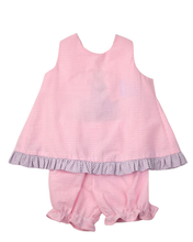 Load image into Gallery viewer, Pink Gingham w/Lavender Ruffle Popover Set
