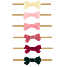 Load image into Gallery viewer, Tiny Velvet Wee Bow on Babyband - Assorted
