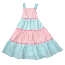 Load image into Gallery viewer, Pink &amp; Green Tiered Seersucker Dress

