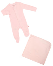 Load image into Gallery viewer, Pink Dogwood Footie No Ruffle &amp; Blanket Set
