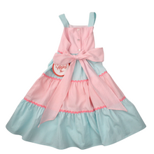 Load image into Gallery viewer, Pink &amp; Green Tiered Seersucker Dress

