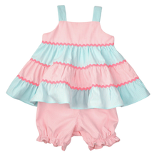 Load image into Gallery viewer, Pink &amp; Green Seersucker Tiered Popover Set
