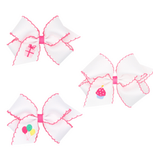 Load image into Gallery viewer, Birthday Moonstitch Embroidered Hair Bow - Assort.
