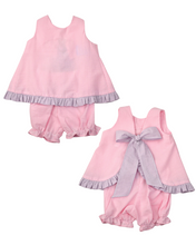 Load image into Gallery viewer, Pink Gingham w/Lavender Ruffle Popover Set
