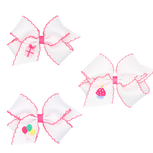 Birthday Moonstitch Embroidered Hair Bow - Assort.