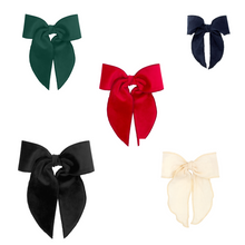 Load image into Gallery viewer, Medium Velvet Fabric Bow w/ Twisted Wrap &amp; Whimsy Tails
