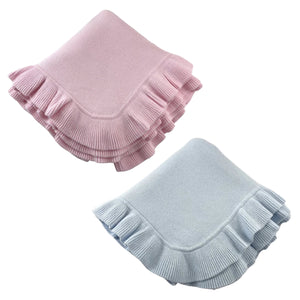 Cotton Jersey Knitted Blanket with Ruffle Edge