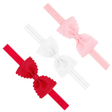 Load image into Gallery viewer, Small Grosgrain Scalloped Edge Girls Hair Bowtie on Elastic Band
