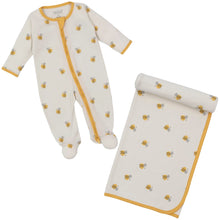 Load image into Gallery viewer, Tumbling Bees Footie Blanket Set
