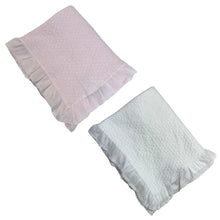Load image into Gallery viewer, Stonewashed Puckered Blanket with Dotted Swiss Ruffle

