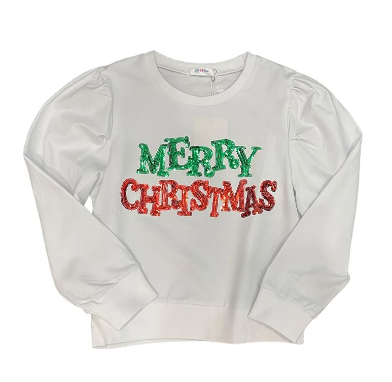 White Christmas Sequin LS Shirt