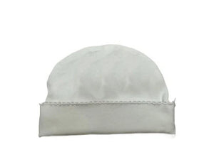 White Baby Hat with White Picot Trim