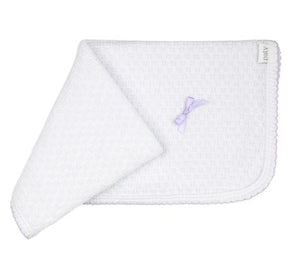 Paty - Receiving Swaddle Blanket - White w/ Lavender Trim
