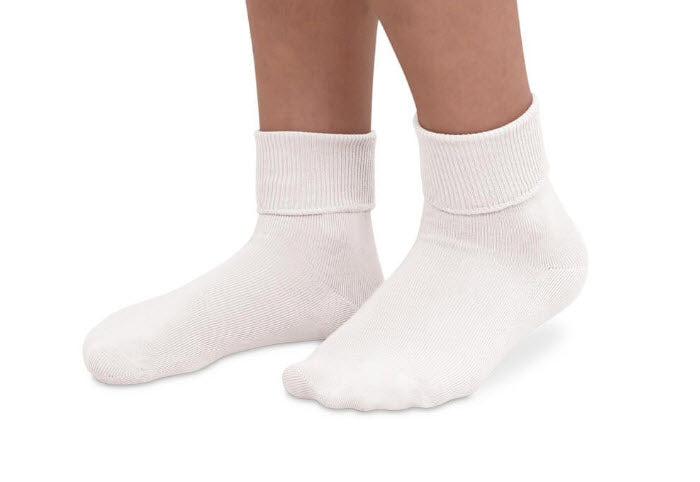 White Seamless Organic Cotton Turn Cuff Socks