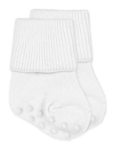 White Seamless Organic Cotton Turn Cuff Socks