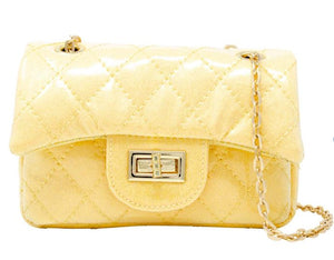Classic Quilted Sparkle Mini Bag: Yellow