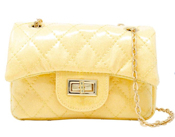 Classic Quilted Sparkle Mini Bag: Yellow