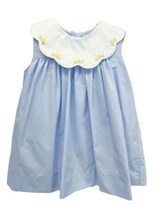 Blue Dress w/Scalloped Collar