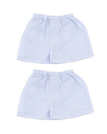 Seersucker Shorts - Light Blue and White