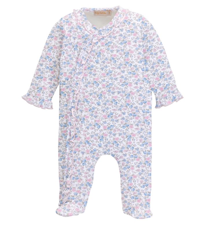 Tiny Soft Floral Footie w/Ruffles