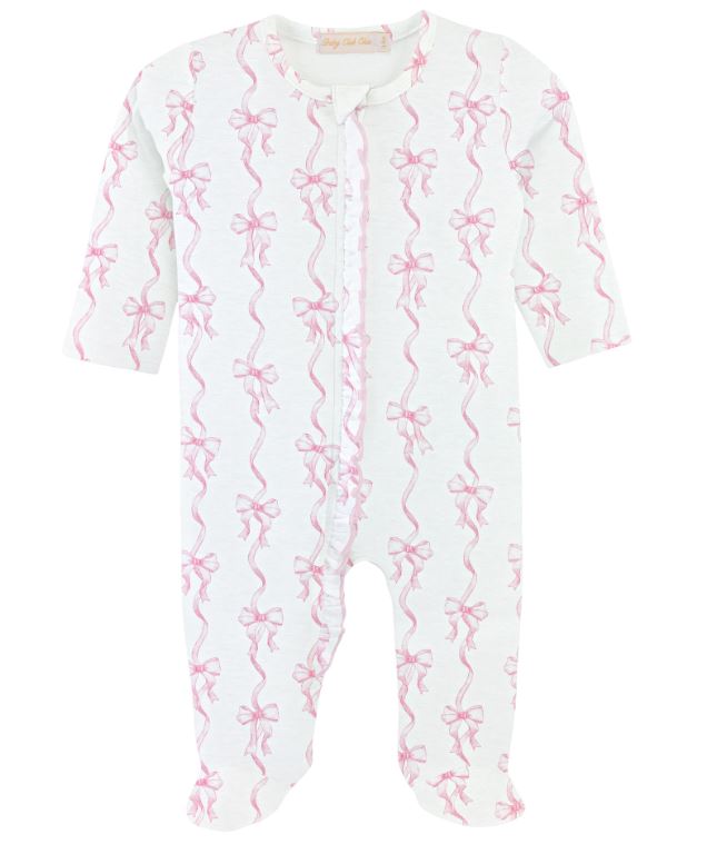 Coquette Bows Zipper Footie w/Ruffles