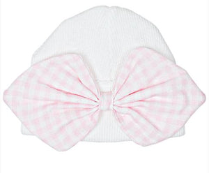 Paty, Inc Newborn Baby Knit Saylor Gingham Bow Hat