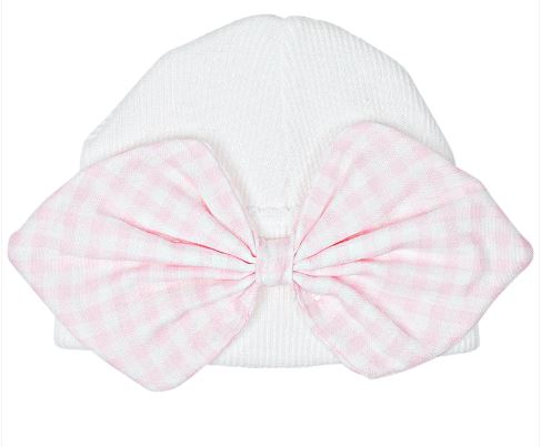 Paty, Inc Newborn Baby Knit Saylor Gingham Bow Hat